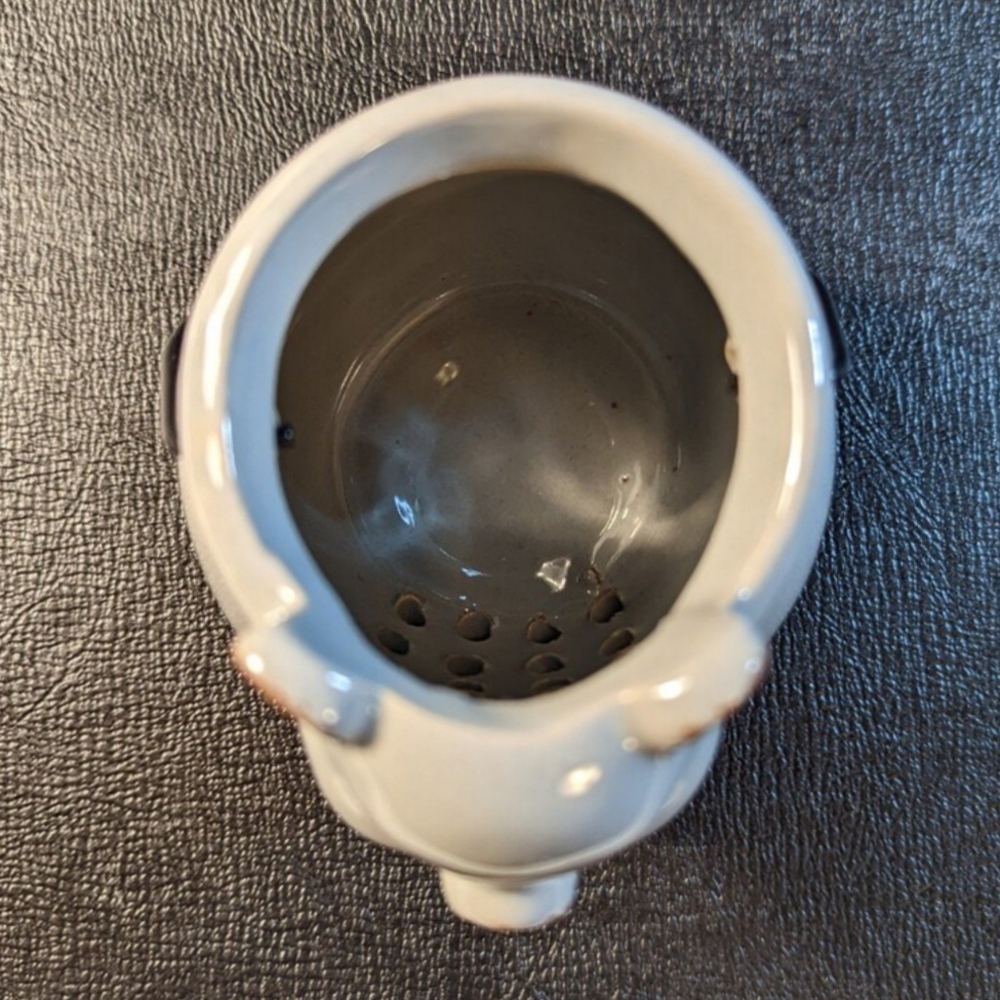 Ceramic piggy tea light or incense holder, gray pig candle lantern - Picture 4 of 10
